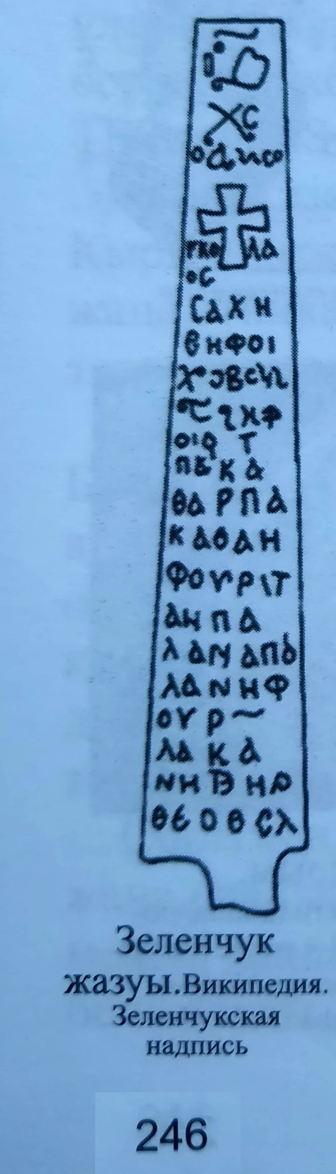 Зеленчук жазуы. Кітаптың 246-беті.